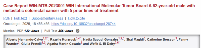 Wafik El-Deiry Shares WIN Consortium Molecular Tumor Board Case Report on Colorectal Cancer
