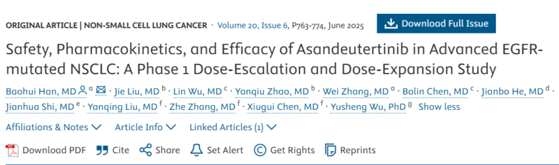 Elsevier Oncology - Safety, Pharmacokinetics, and Efficacy of Asandeutertinib in Advanced EGFR-mutated NSCLC