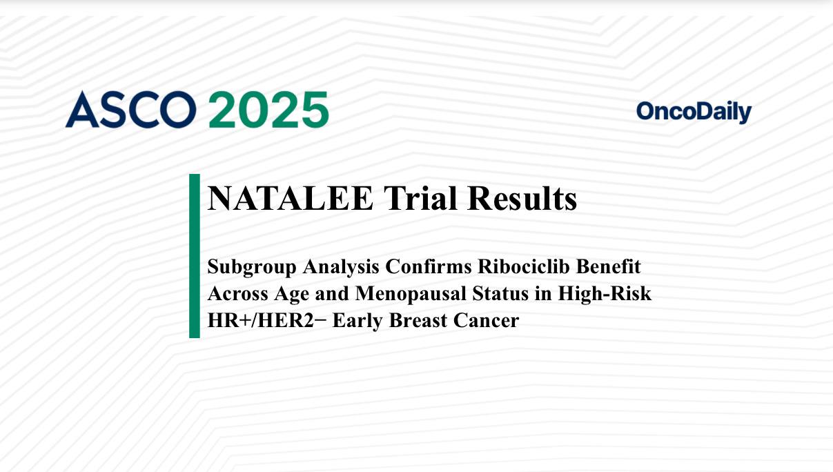 NATALEE Trial Subgroup Analysis Confirms Ribociclib Benefit Across Age and Menopausal Status in High-Risk HR+/HER2− Early Breast Cancer