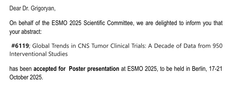 Vahe Grigoryan, ESMO 2025 Congress