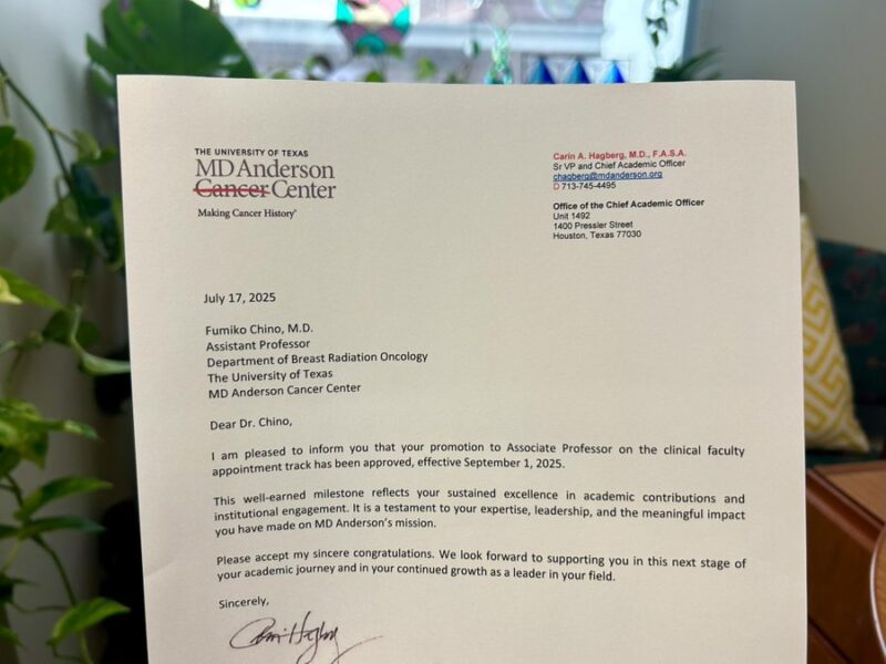 Fumiko Ladd Chino: Excited to Share My Promotion to Associate Professor in Radiation Oncology