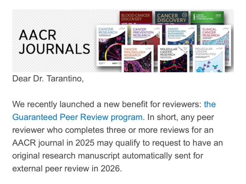 Paolo Tarantino: AACR Journals' Power Move for Reviewers