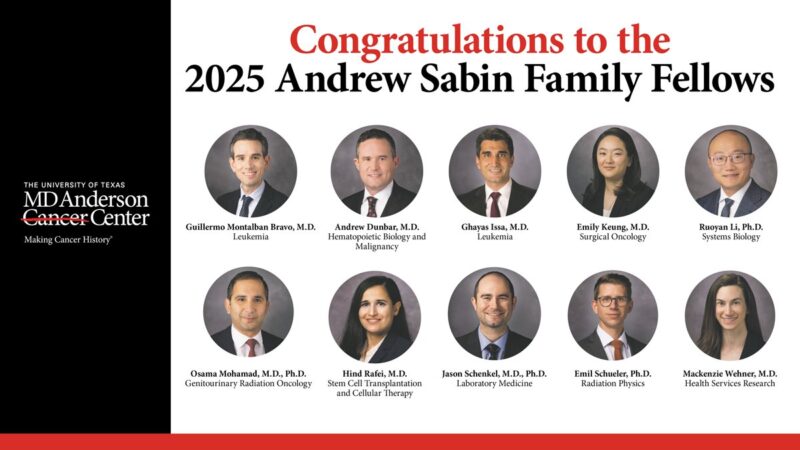 Congratulations to the 2025 Sabin Family Fellows – MD Anderson Cancer Center