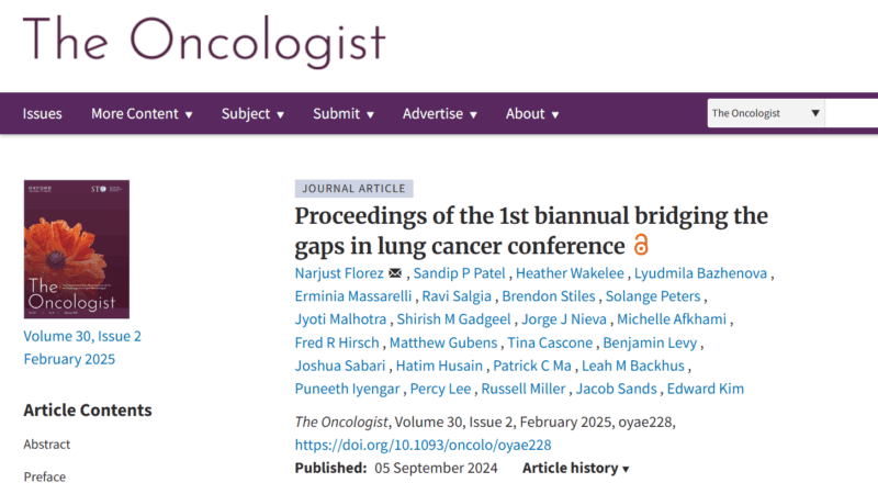 Proceedings of the 1st Biannual Bridging the Gaps in Lung Cancer Conference - Florez Lab