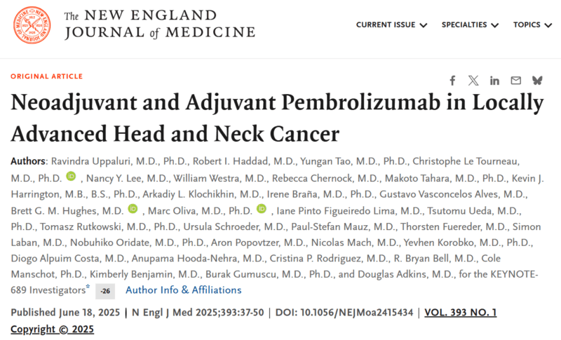 From Evidence to Insight: KEYNOTE-689 Trial and Editorial on Harnessing Immunotherapy in Head and Neck Cancer