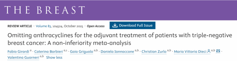 Fabio Girardi: The Omission of Anthracyclines for the Adjuvant Treatment of Women with TNBC