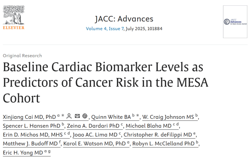 Cardiac Biomarkers Linked to Future Cancer Risk, Even in People without Heart Disease, UCLA Health Study Suggests