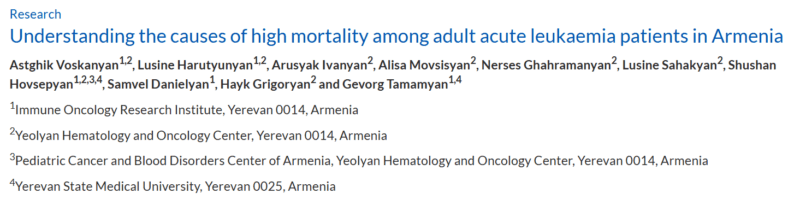 Lucy Harutyunyan: The Causes of Mortality in Acute Leukemia Patients in Armenia