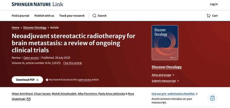 Reza Ghalehtaki: The Rapidly Evolving Role of NaSRT in the Management of Brain Metastases