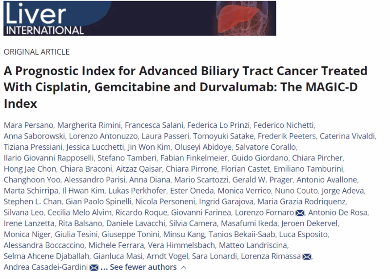Andrea Casadei Gardini: MAGIC Index for Biliary Tract Cancer - a Step Forward in Personalizing Prognosis