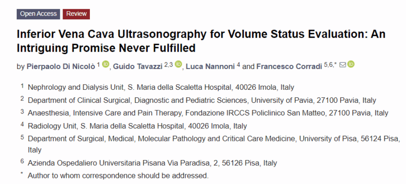 Eddy Gutierrez Shared an Article on Inferior Vena Cava Ultrasonography for Volume Status Evaluation