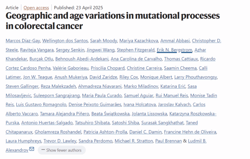 Paul Brennan: Final Version of Nature Paper on Mutational Signatures for Colorectal Cancer