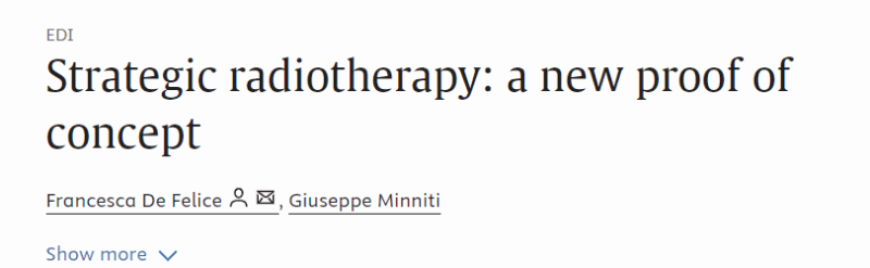 Giuseppe Minniti: Happy to Introduce a New Proof of Concept - Strategic Radiotherapy