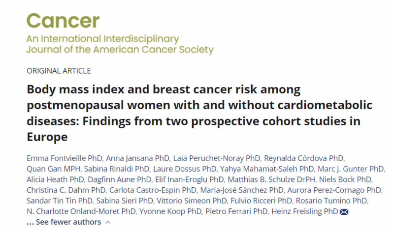Body Mass Index and Breast Cancer Risk Among Postmenopausal Women With and Without CVD