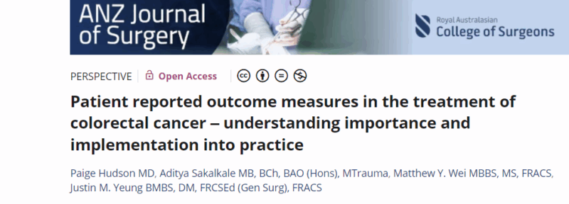 Justin Yeung: Patient Reported Outcome Measures in the Treatment of Colorectal Cancer