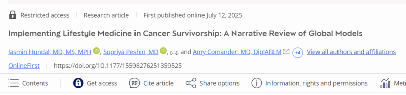 Supriya Peshin: Global Models of Lifestyle Medicine in Cancer Survivorship