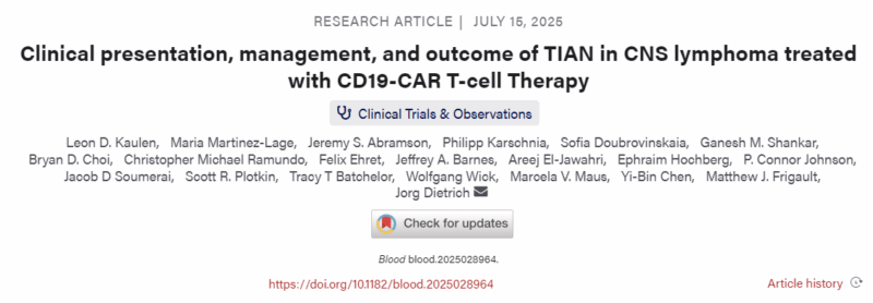 Leon Kaulen: The First Comprehensive Characterization of TIAN Arising in CNS Lymphoma