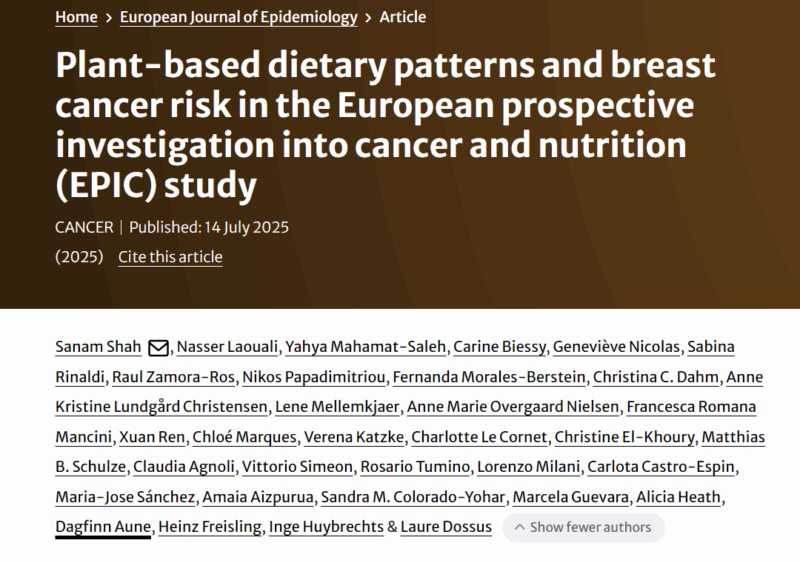 Association Between Plant-Based Diets and Breast Cancer Risk - IARC