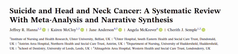 Jeffrey Hanna: Suicide and Head and Neck Cancer