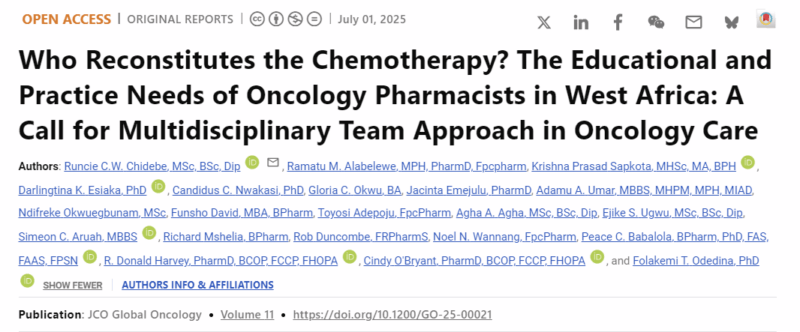 Runcie Chidebe: The Educational and Practice Needs of Oncology Pharmacists in Nigeria and West Africa