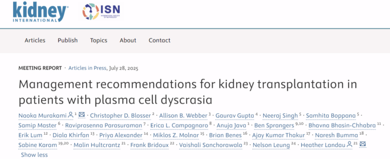 Ben Derman: Guideline on How to Think About Kidney Transplantation in Patients with Plasma Cell Disorders
