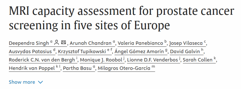 Partha Basu: MRI Capacity Assessment for Prostate Cancer Screening in Five Sites of Europe