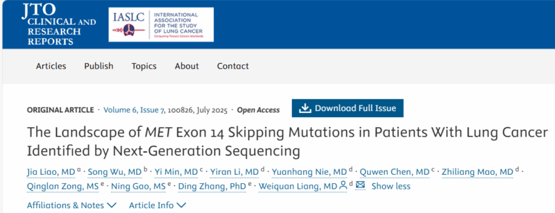 Elsevier Oncology - MET Exon 14 Skipping Mutations in Lung Cancer Identified by NGS