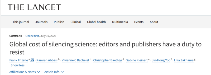 There is a Great Cost to Silencing Science - The Lancet Group