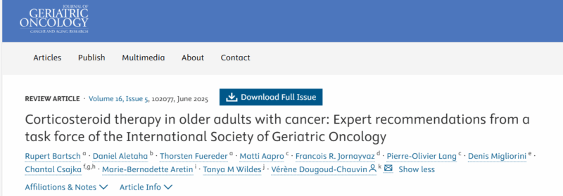 New SIOG Guidelines on Safe Corticosteroid Use in Older Cancer Patients