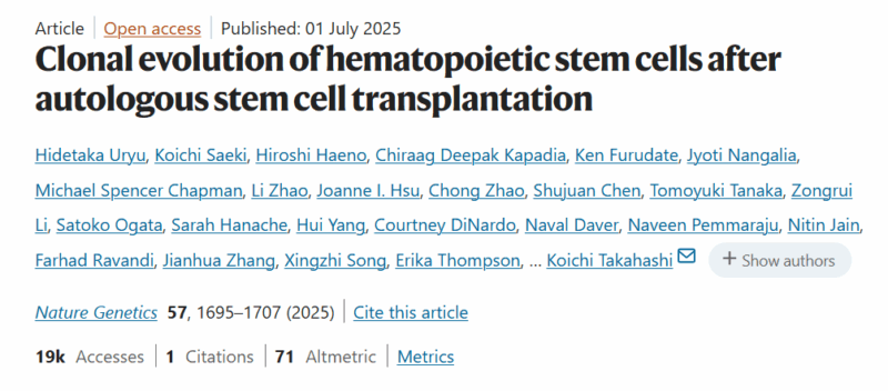 Naveen Pemmaraju: Clonal Evolution of Hematopoietic Stem Cells Following Autologous Transplantation