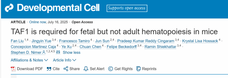 How TAF1 Operates to Promote Development of New Blood Cells