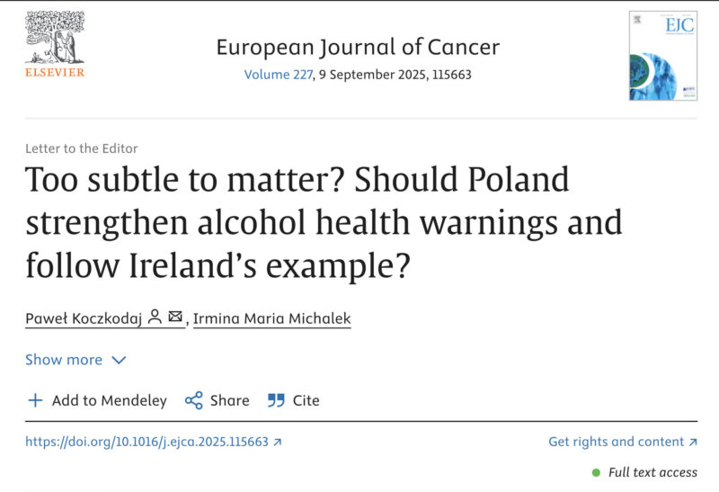 Pawel Koczkodaj: Should Poland Follow Ireland’s Lead on Alcohol Cancer Warnings?