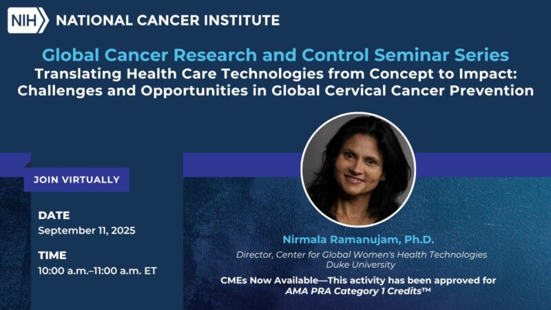 Upcoming Global Cancer Research and Control Seminar Series