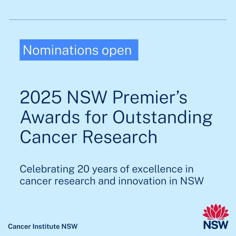 Tracey O'Brien: Nominations Are Open for the 20th NSW Premier’s Awards for Outstanding Cancer Research