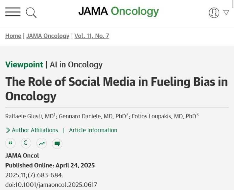 Chiara Corti: Ranking Oncologists in Social Media - What Could Go Wrong?