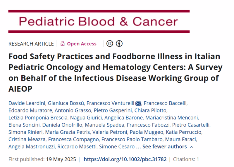 Simone Cesaro: Editorial on Food Safety and Foodborne Illness in Italian Pediatric Oncology