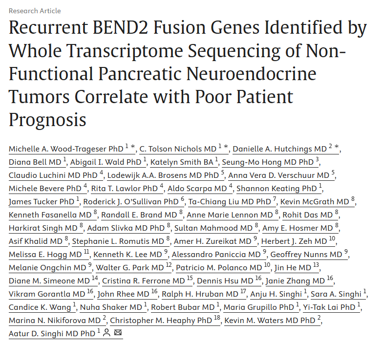 Julie Hallet: New marker for NF-PanNETs, BEND2 fusions by Aatur Singhi