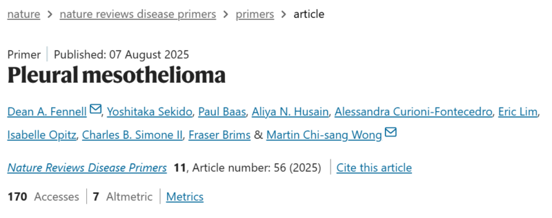 Fraser Brims: A Very Comprehensive Overview of Mesothelioma Led by Dean A. Fennell