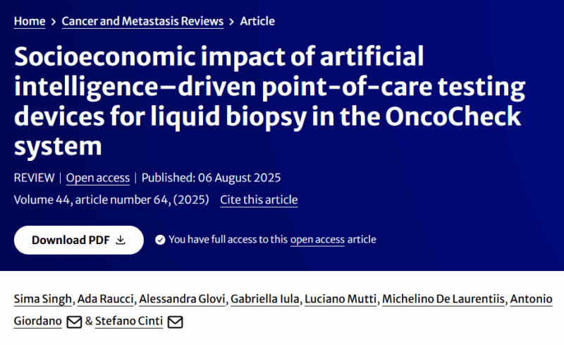 Stefano Cinti: Socioeconomic Impact of Point-of-Care Technologies in the OncoCheck system