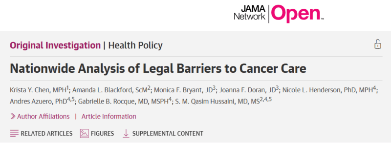 Qasim Hussaini: Nationwide Analysis of Legal Barriers to Cancer Care