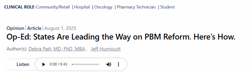 Debra Patt: The Urgent Need for Policy Reform in Pharmacy Benefit Management