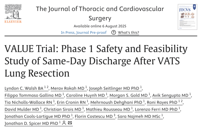 Jonathan Spicer: Same Day Discharge After Lung Resection - Is It Safe and Feasible?