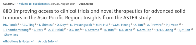 Expanding Access to Advanced Solid Tumour Trials in Asia-Pacific: ASTER Study