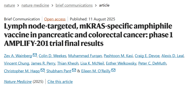 Off-the-Shelf Cancer Vaccine Elicits Strong Immune Response in Patients with Pancreatic and Colorectal Cancer