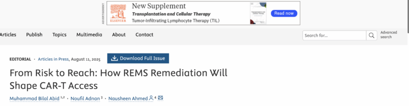M. Bilal Abid: From Risk to Reach - How REMS Remediation Will SAhape CR-T Access
