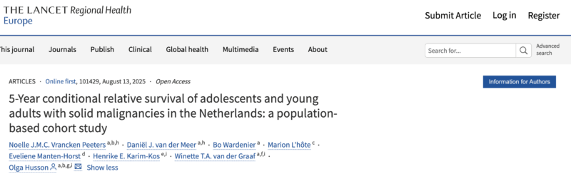 Winette van der Graaf: Long-term Survival of AYA Solid Cancer Survivors Supports Changes to Right To Be Forgotten Laws