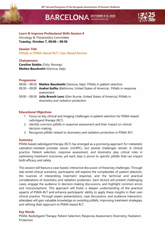 Matteo Bauckneht: Pitfalls in PSMA-Based RLT - A Case-Based Review at EANM25