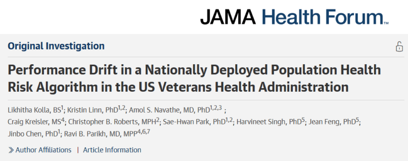 Ravi Parikh: Performance Drift in a National Population Health Risk Algorithm