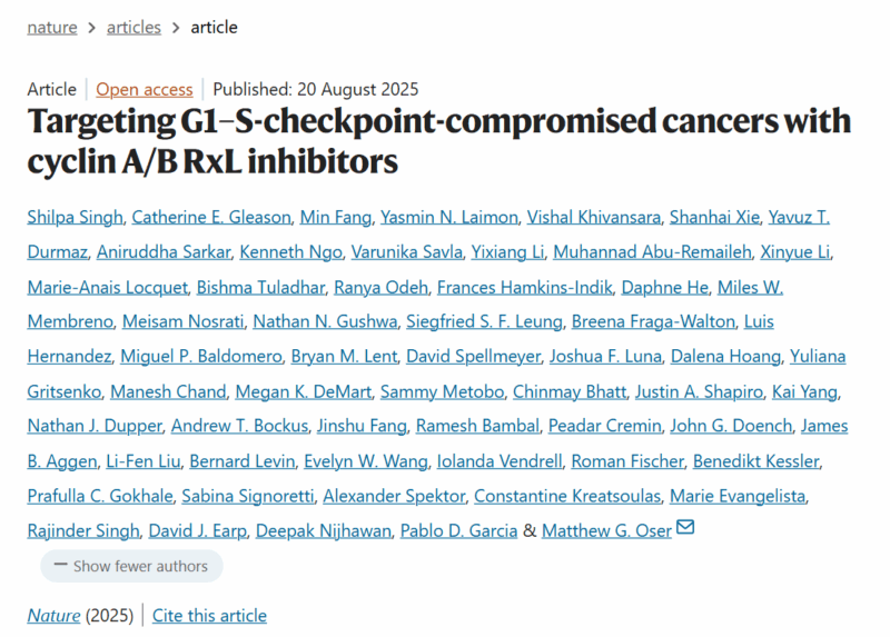 Matthew Oser: An Exciting New Potential Therapeutic Strategy for G1-S Checkpoint-Compromised Cancers