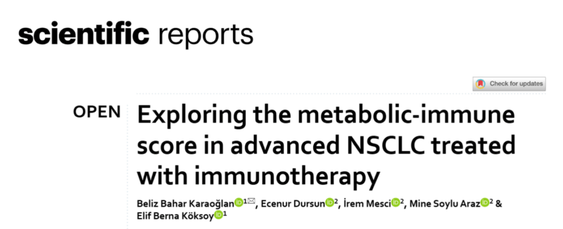 Beliz Bahar Karaoğlan: Metabolic-Immune Score in Advanced NSCLC on ICI